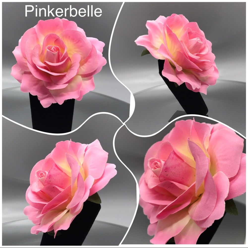 Gorgeous Fabric Layered Rose Flower Hair Clips NEW - Picture 3 of 4